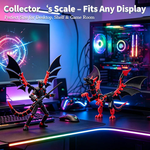 KAMOVNY T13 3D Set Assembled Printed Action Figure with Dragon - Multi-Jointed Movable Robot Toy, Accessories & Weapons