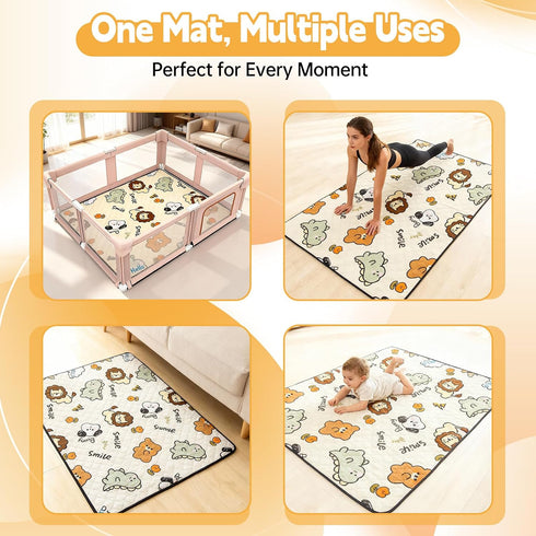 Fevbcnrj 65x50 Inch Playpen Mat, Playmat for Floor, Cushioning Padding Foam Playmat, Non-Slip for Play, Foldable