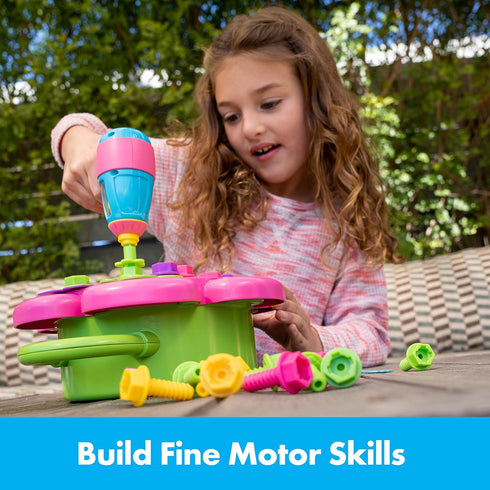 Educational Insights Design & Drill Flower Power Studio, 50-Piece Drill Toy Gift for Kids Ages 3+