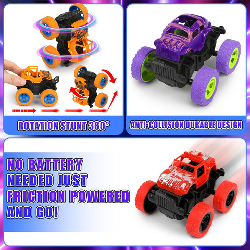 24Pack choopheme Monster Truck Toys Valentines Day Cards Gifts for Kids Valentines Cards Inertia Stunt Car Valentines