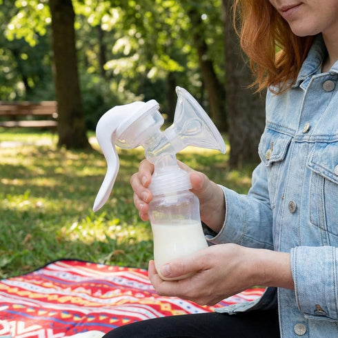 Elfzone Manual Breast Pump - Adjustable Suction Silicone Hand Pump Breastfeeding, Small Portable Manual Breast Milk