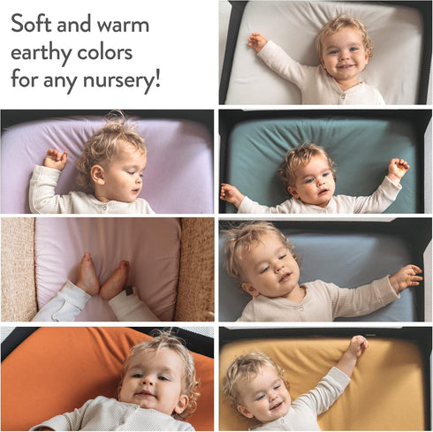 18 36 Inch 100% 2 Pack Cradle Sheets Fitted x Snuggly Soft Jersey Cotton Beige + Rusty Brown