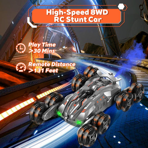 SUMEAUT 8WD 8 360Flip 2.4Ghz 3-6 7-13 Remote Gesture Sensing Stunt Control Car with Light Spray Effect, Music