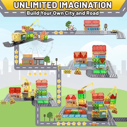 70Pcs 3-5 4-8 8-12 Set 2 LionFuny Magnetic Tiles Magnetic Building Blocks, Building Toys for Kids Ages Toddlers STEM