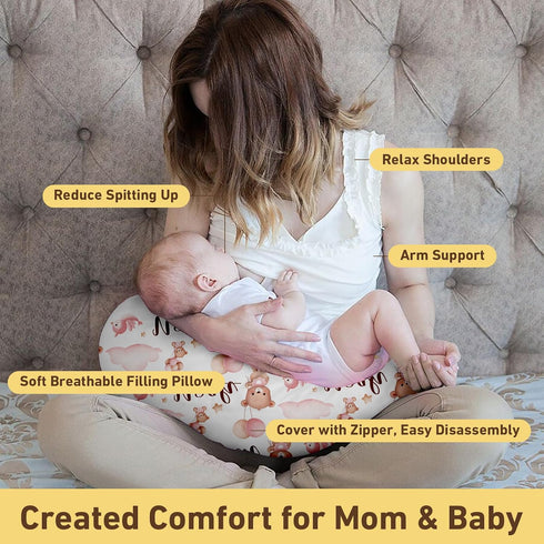 Dyoart Custom Baby Nursing Pillow Cover for Nursing, Bear Pattern Removable Nursing Covers for Breastfeeding Pillows