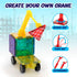 Set, 3+ 52-Piece Playmags City Construction Magnetic Tiles Building Blocks with Crane & Road Pieces, Educational STEM