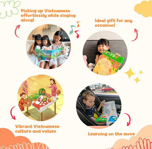 tinywrist AUDIOBOOKS - B Sings and Learns Vietnamese Interactive Bilingual Music Book for Babies, Toddlers & Kids |