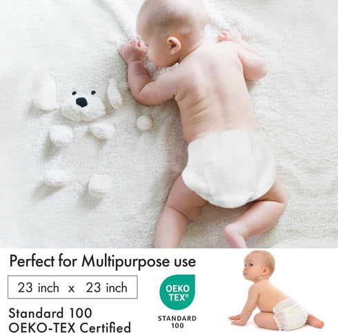 15 Pack, 100% 23x23 Inches, RUVANTI Unisex Birdseye Flat-Fold Cloth Diapers for Babies Cotton Reusable Diaper Inserts