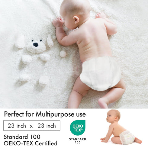 10 Pack 100% RUVANTI Birdseye Flat-Fold Cloth Diapers for Babies, Cotton Extra Large Reusable Diapers, Baby Burp Cloths