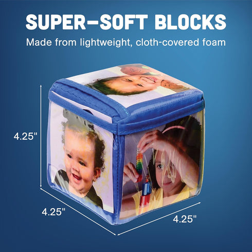 12 Constructive Playthings Customizable Stacking Block Toys with Clear Pockets for Ages Months+, Toddler Soft Foam