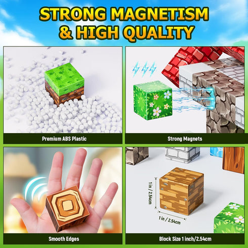 Wxlbr 3+ 84PCS 1" Magnetic Blocks, Magnetic Building Blocks,STEM Constructions Magnet Blocks for Kids, Boys and Girls