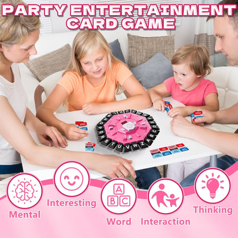 2 35 24-Letter 2+ 3 Resflycheng Word Game Family Board Game with Digital Display Timer, Modes, Double-Sided Cards, Fun