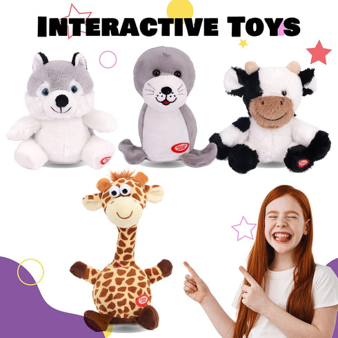 Hopearl Talking Cow - Electric Interactive Animated Toy that Repeats What You Say, Shaking Head Plush Buddy