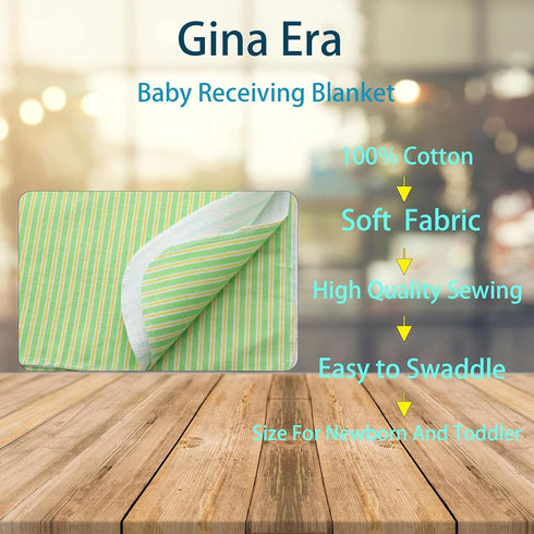 4 30x30 Inches (Style-8) Gina Era Unisex Baby Cotton Flannel Receiving Blankets, Baby Blankets Pcs, Baby Swaddle