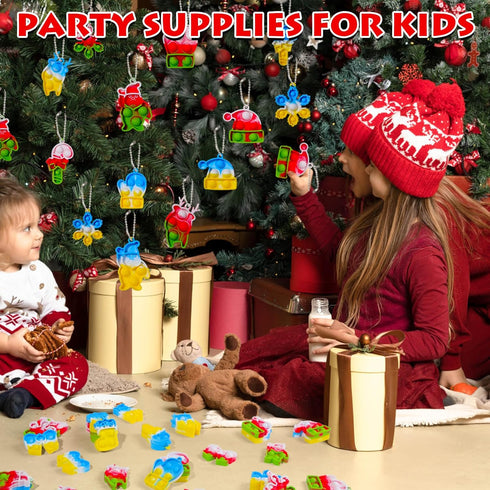 FIDWOD 32PCS Pack Party Favors for Kids: Mini Pop Keychain Toys - Bubble Sensory Stocking Stuffers for Boys & Girls