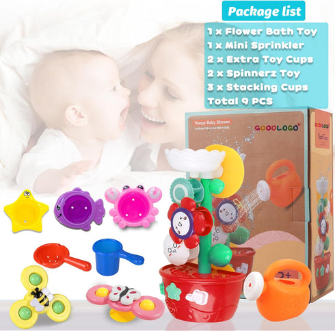 Baby Girl Bath Toys for Kids Ages 1-3 - Water Table Suction Spinning Tub Toys with Stacking Cups for Infants