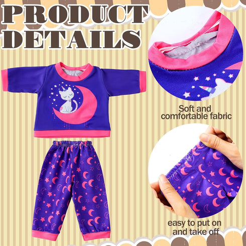 Fourluoo 6 Sets 18 Inch Baby Dolls Clothes Reborn Baby Doll Outfit Accessories Jumpsuits with Hats for Party Game Gifts