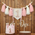 1st Daisy Highchair Wood Bead Tassel Garland Crown Hat Wooden Cake Topper Birthday Baby Shower Decorations