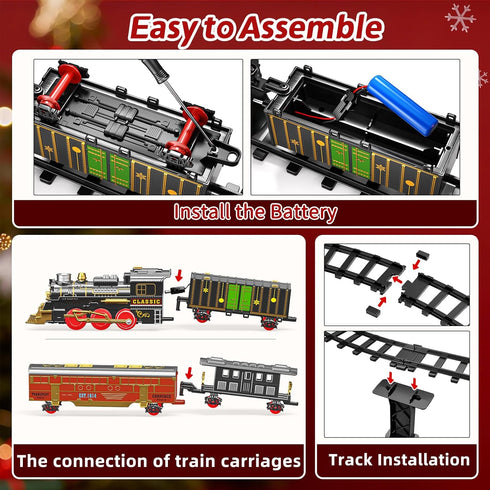 Novaluki Set 2-Layer 4-8, 3 4 5 6 7 8 Christmas Train for Kids, Train Track Toys with Smoke, Light and Sound, DIY
