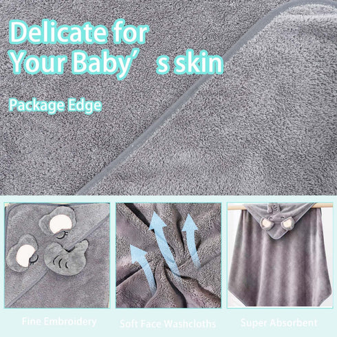 Febvao 2 Towels,31 31 Toddlers1-3,Highly Pcs Baby Hooded x in Baby Washcloths, Infant Super Soft Baby Bath Towels