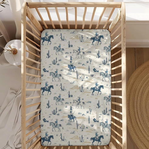 KuphiL10C Mattress-28x52 Watercolor Western Cactus Horses Mountains Pattern Baby Sheets for Crib, Unisex Western