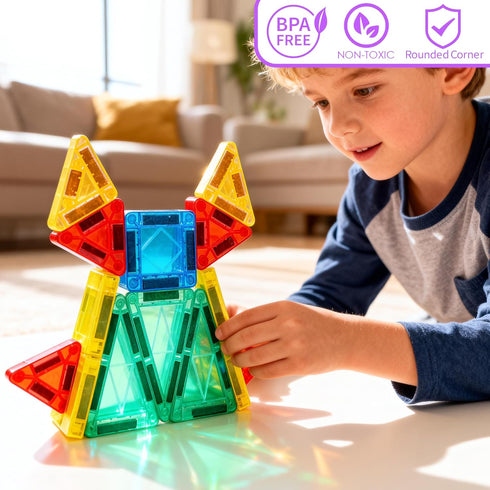 3 4 5 6 7 8+ Mruikeny Mini Magnetic Tiles Travel Toddler Toys, Portable Travel Magnetic Tiles Kids Toys for Years Old