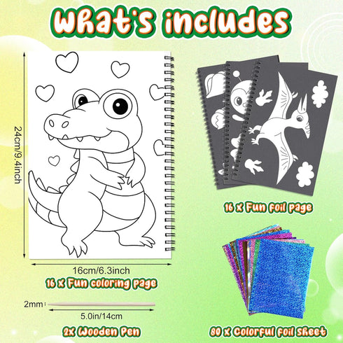 Foil Fun Animal DIY Art Kits, No Mess Creative Drawing Game for Kids Birthday Gifts and Crafts