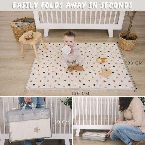 47 35 Inches) Bubba Bear Baby Play Mat, Thick Foam with Pattern Design, Foldable Waterproof Padded Crawling Mat