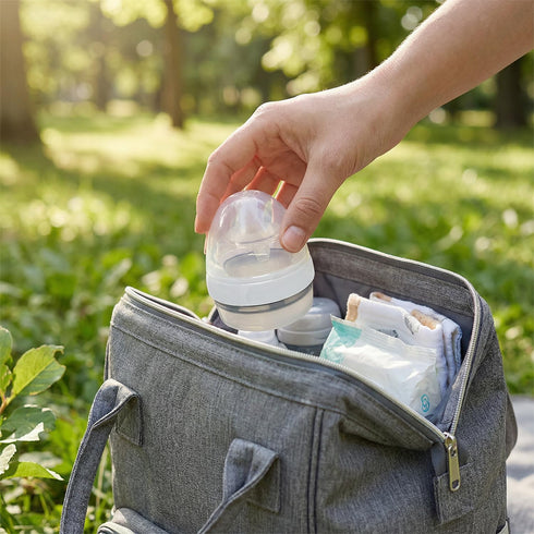 Cintog 2 Pack Set 6oz, Collapsible Baby Bottle with Soap Dispensing Brush Kit, Push Press Design for Efficient Easy