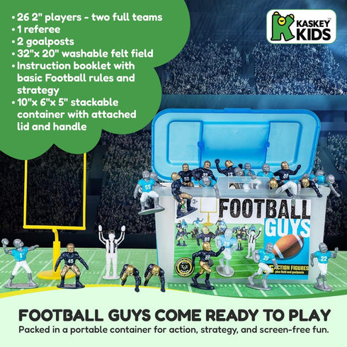 30 Set, 2 3 Kaskey Kids Football Guys, Navy Gold vs. Gray Blue, Pieces in Each Includes Teams, Accessories, and Travel