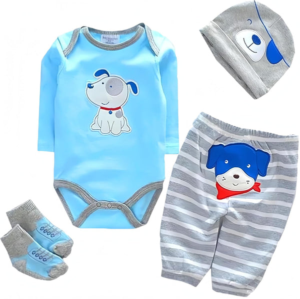Reborn Baby Dolls Boy Clothes Set for 17-22 Inch Newborn Dolls, 4 Piece Pack