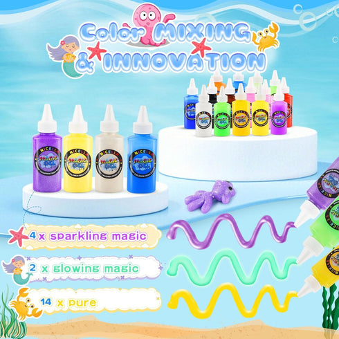 20PCS 3-9 (60ml) Magic Gel Water Elf Toy Kit, Squishy Making Kit for Kids with Aqua Fairy Water Gels & Animal Mold