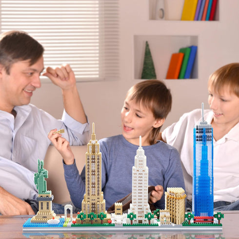 New York Skyline Micro Building Blocks Set, City Architecture Model Kit for Adults and Kids, 3452 Pieces