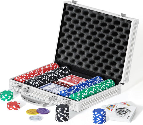 Boyzhood Poker Chips,200Pcs Poker Set with Aluminum Travel Case,11.5 Gram Poker Chips Set