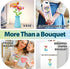 Wiyeang 36 DIY Flower Bouquet Craft Kit for Kids, Water Absorbing Dyeing & Fabric Flowers, Light-Up Music Base, Bug
