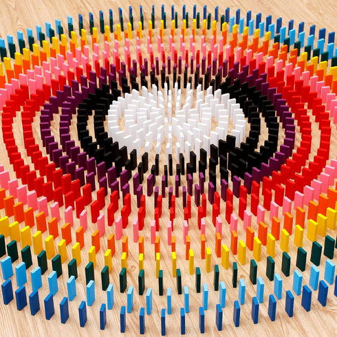 1200 Piece Dominoes Set for Kids - Colorful Wood Domino Tiles for Building, Stacking, Racing & Educational Play