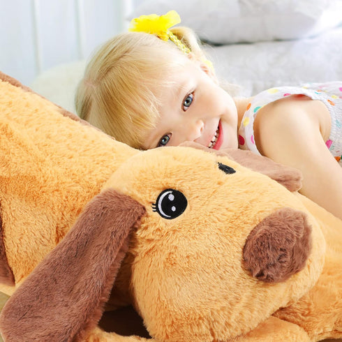 Queekay Giant Dog Stuffed Animals Plush Toy, Body Hugging Pillow for Birthday Gifts (Brown, 43.3 Inch)