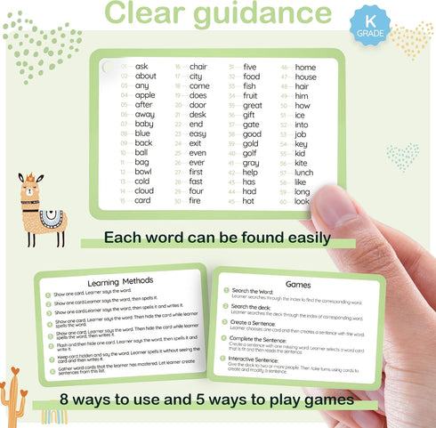 WJPC 58 116PCS 4,5,6 Cards, High Frequency Sight Words Flash Cards (Kindergarten), Phonics Learning Cards for Kids Ages