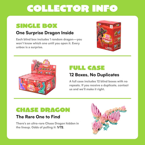 12 3D 8-12, JOYIN Pcs Printed Dragon Blind Box Series, Mystery Box Party Favors for Kids Mini Articulated Fidget