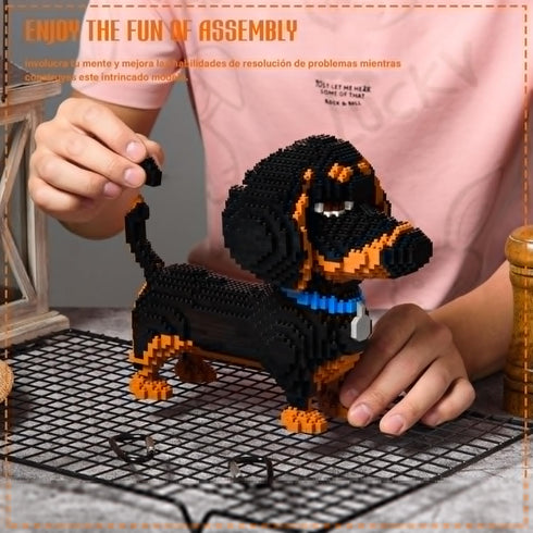 XinLiangDian 3D 2100 Set,Animals 14+Boys Dachshund Dog Puzzle PCS Building Blocks Gifts Compatible with Mini Legos