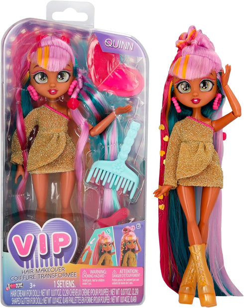IMC Toys 11" 5 5 10 Inch VIP Girls Hair Makeover Quinn Fashion Doll with Colorful Long Styling Hair and Accessories