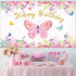 Tatuo Butterfly Happy Birthday Backdrop 6x4ft, Pink Butterfly Party Decorations for Baby Shower