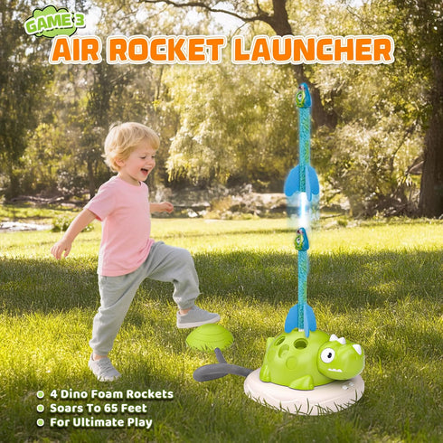 3 1 3-8 4-6,Active Aliex in Dinosaur Musical Jumping, Toss Ring and Stomping Launch Rocket Launcher, Indoor & Outdoor