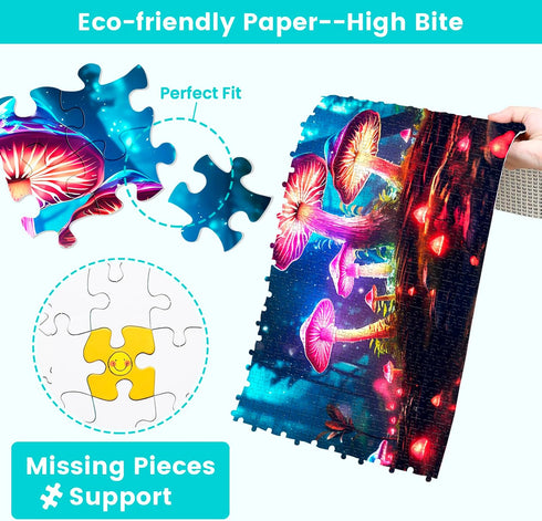 2 Pack 1000 Piece Puzzles for Adults - 2000 Piece Jigsaw Puzzles - Hummingbird Mushroom for White Elephant Gifts