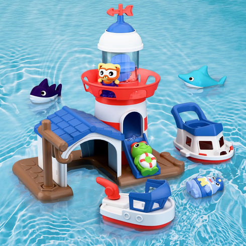 iPlay, iLearn Bath Toys for Toddlers 2-4, Kids Lighthouse Bathtub Shower Toy