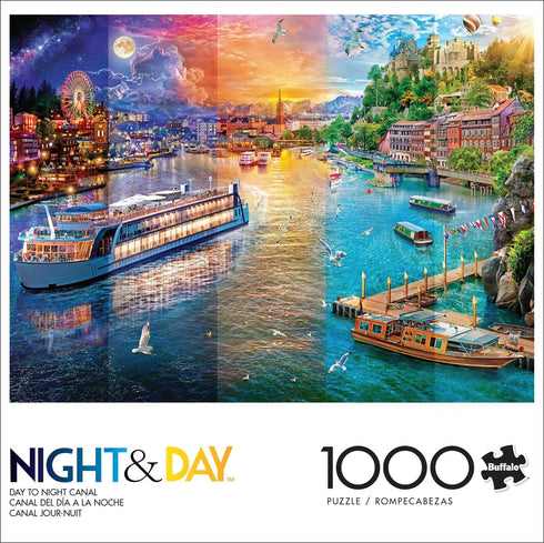 Buffalo Games - Angelo Bonito - Day to Night Canal - 1000 Piece Jigsaw Puzzle for Adults Challenging Puzzle Perfect for Game Nights - Finished Puzzle Size is 26.75 x 19.75