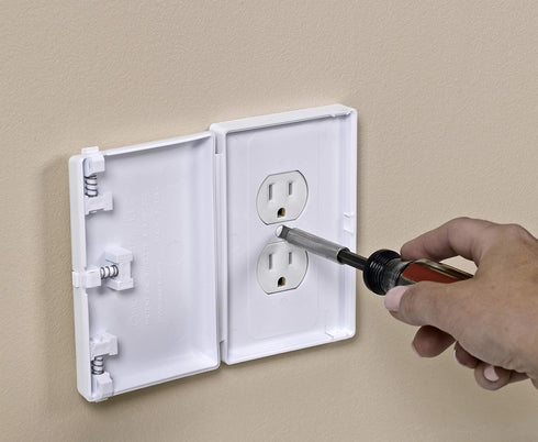 Baby Toddler Electrical Safety Cover Guard for Home and Business, Traditional Outlet (1 Count, White) - Pet Resistant,