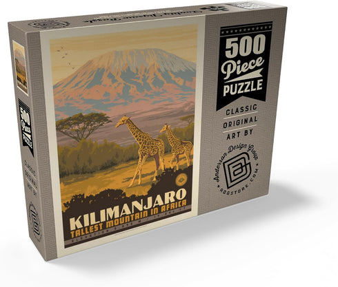 MyPuzzle Kilimanjaro: Vintage Poster - Premium 500 Piece Jigsaw Puzzle for Adults, Tallest Mountain in Africa