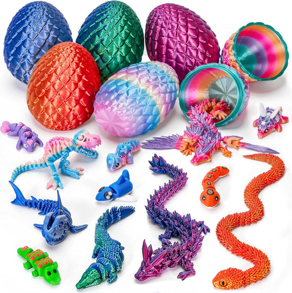 TBOLINE 12PCS Parent-Child 3D Printed Animals Toys, 6 Set 3D Printed Wiglets