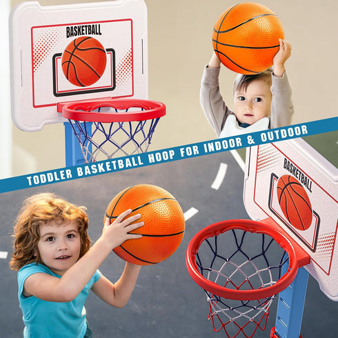 Toddler Basketball Hoop Indoor for Kids, Adjustable Height Poolside Mini Basketball Goal with 3 Balls